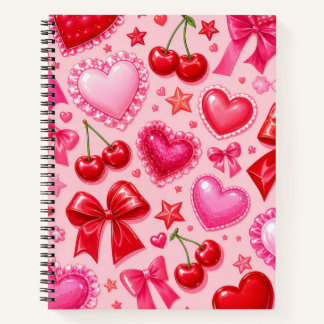 Cuaderno de Corazones y Cerezas Coquette Rosa