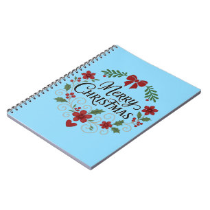 Cuaderno de corona floral de Feliz Navidad