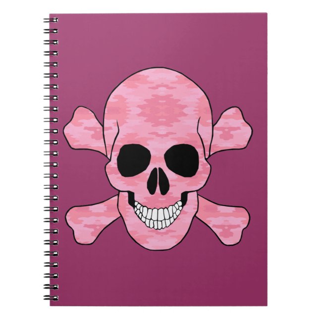 Cuaderno De Cráneo De Camuflaje Rosado Y Crossbone (Frente)