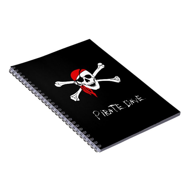 Cuaderno de cráneo pirata personalizado y cruces d (Lado Derecho)