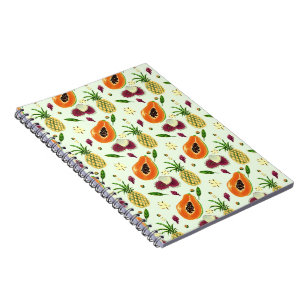 Cuaderno de crema con estampado de frutas tropical
