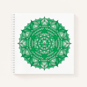 Cuaderno de Cuadrado Verde de Heart Chakra Mandala