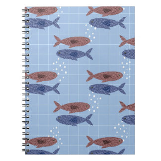 Cuaderno de Cuadrícula Azul Escuela de Peces