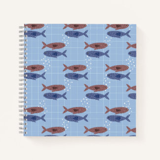 Cuaderno de Cuadrícula Azul Escuela de Peces