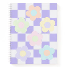 Cuaderno de Cuadros Flor de Pastel Púrpura