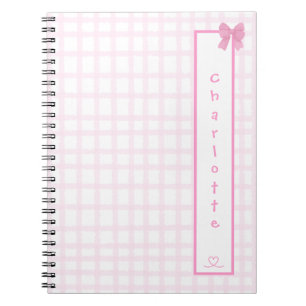 Cuaderno de Cuadros Pastel Rosa con Lazo Adorable