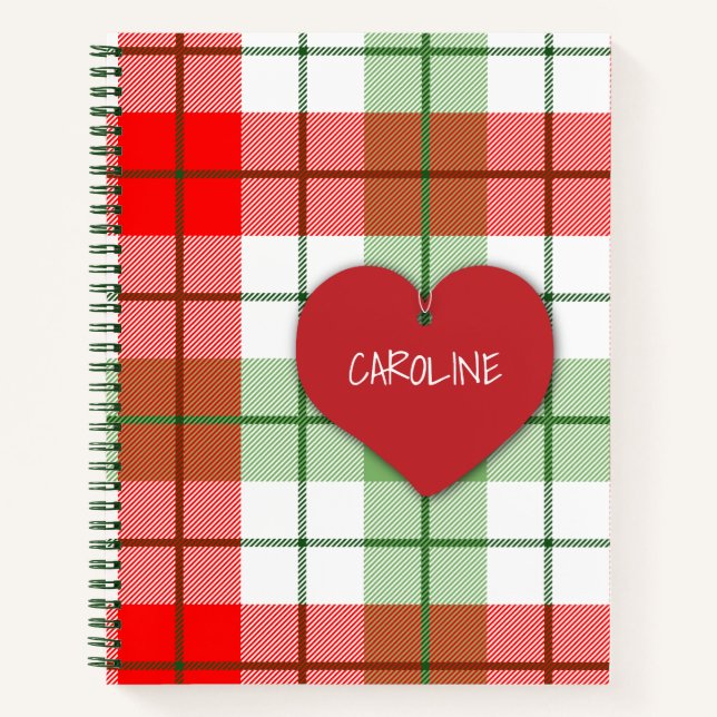 Cuaderno de Cuadros Rojos y Verdes y Corazón (Anverso)