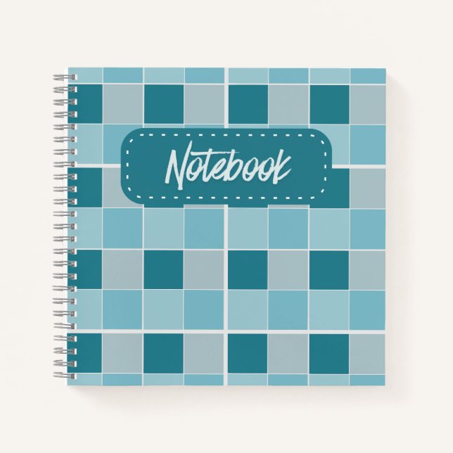 Cuaderno de cuadros suave en azul turquesa con pat (Anverso)