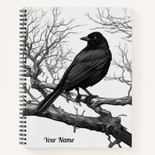 Cuaderno de Cuervo Posado en Ramas Desnudas de Inv