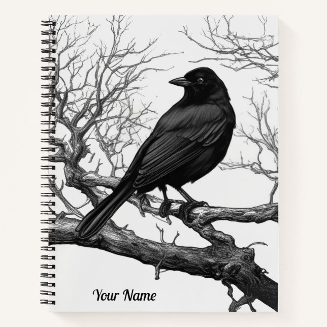 Cuaderno de Cuervo Posado en Ramas Desnudas de Inv (Anverso)