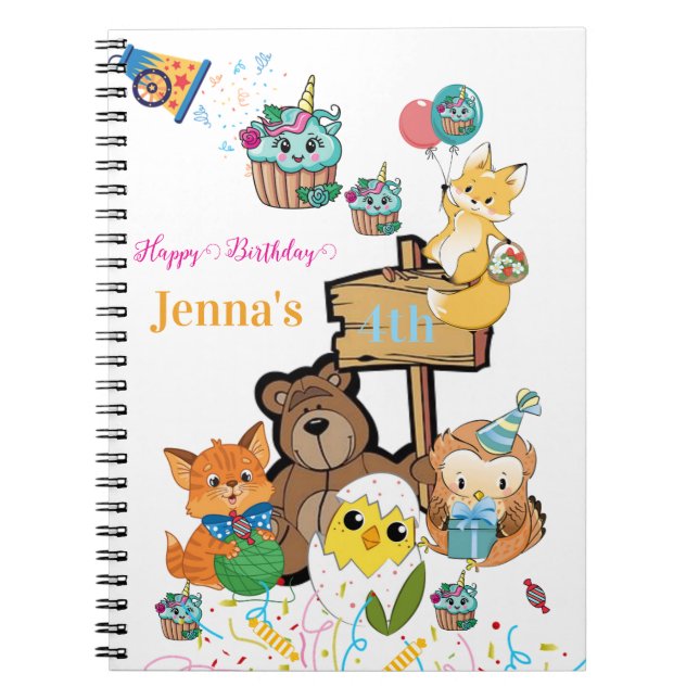 Cuaderno de cumpleaños Fox Teddy Bear Chick (Frente)