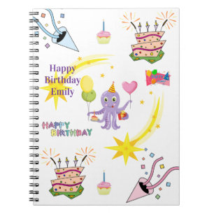 Cuaderno de Cupcake de Pulpo de Cumpleaños Feliz