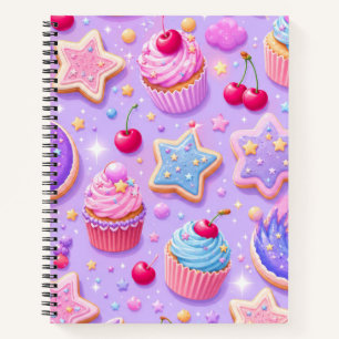Cuaderno de Cupcakes Adorables Cerezas y Galletas
