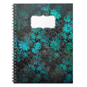 Cuaderno de damasco vintage, elegante diario flora