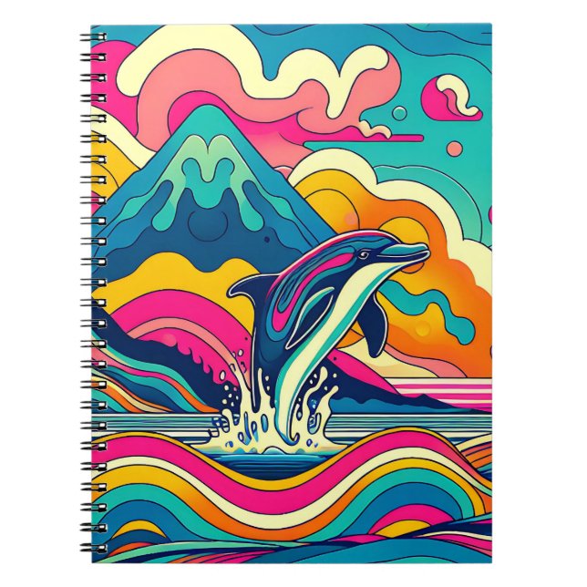 Cuaderno de delfines Retro Splash (Frente)