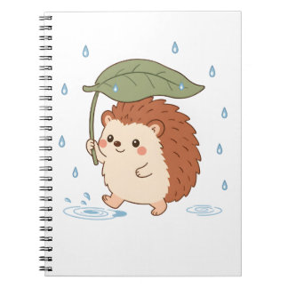 Cuaderno de día lluvioso con paraguas de hoja de e