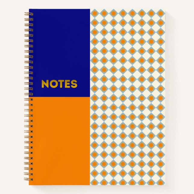Cuaderno de diamantes con explosión de sol naranja (Anverso)