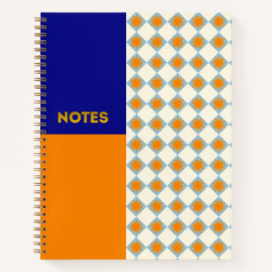 Cuaderno de diamantes con explosión de sol naranja