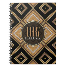 Cuaderno de Diamantes de Oro Negro Art Deco