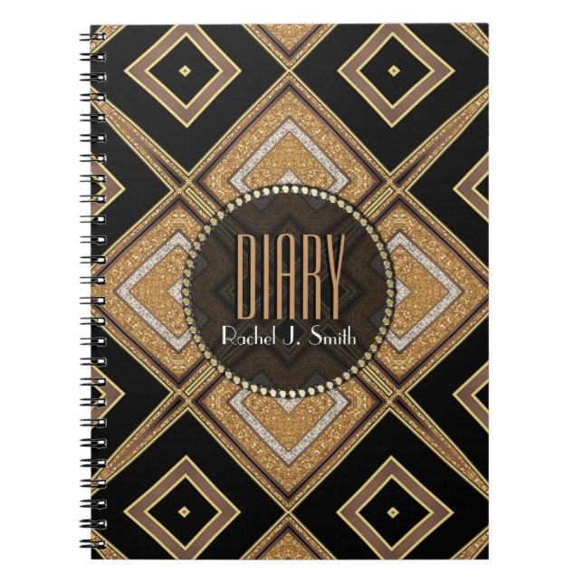 Cuaderno de Diamantes de Oro Negro Art Deco (Frente)