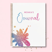 Cuaderno de diario con brillo de arcoíris lindo