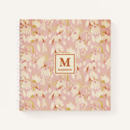 Cuaderno de diario con monograma floral