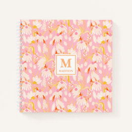 Cuaderno de diario con monograma floral