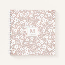 Cuaderno de diario con monograma floral