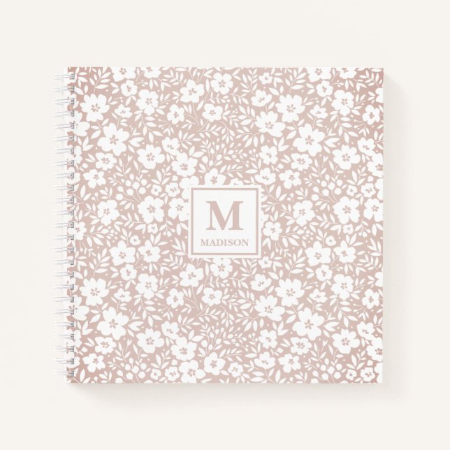 Cuaderno de diario con monograma floral (Anverso)