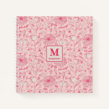Cuaderno de diario con monograma floral
