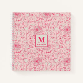 Cuaderno de diario con monograma floral