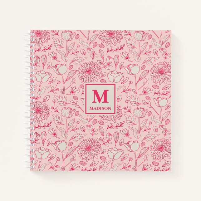 Cuaderno de diario con monograma floral (Anverso)