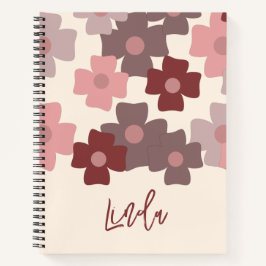 Cuaderno de diario con patrón de flores groovy