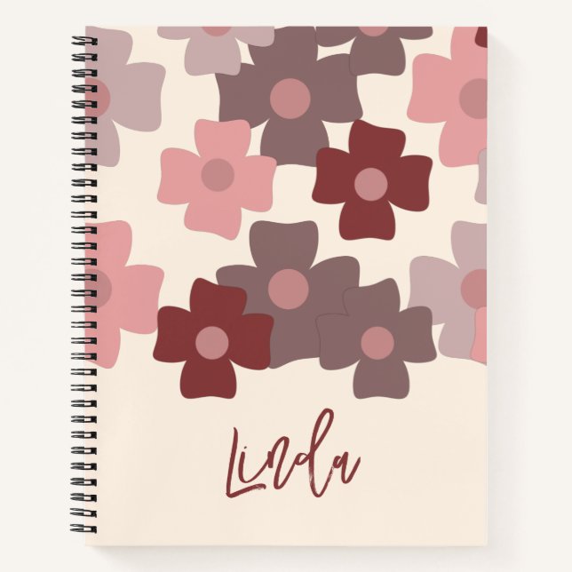 Cuaderno de diario con patrón de flores groovy (Anverso)