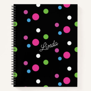 Cuaderno de diario con puntos brillantes y colorid