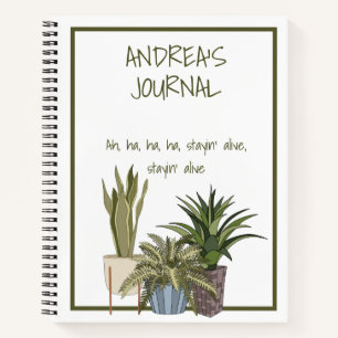 Cuaderno de diario con temática de plantas y letra