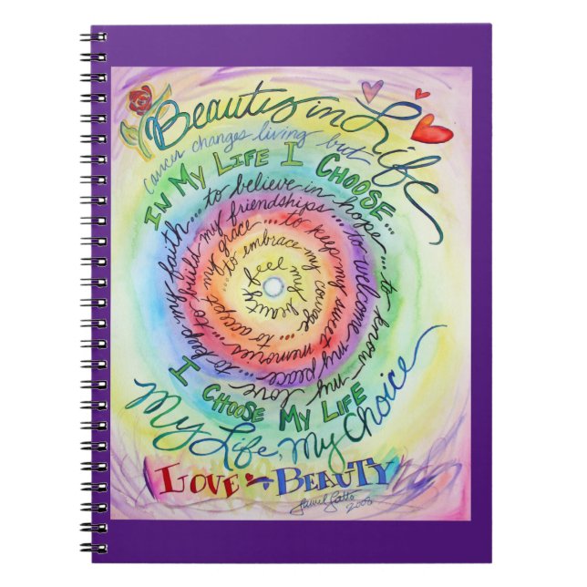 Cuaderno de diario de arcoíris de afirmación de po (Frente)