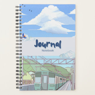 Cuaderno de diario de cielo estético y tren | Pasa