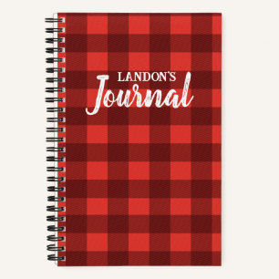 Cuaderno de diario de cuadros rojos