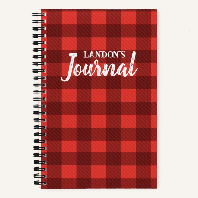 Cuaderno de diario de cuadros rojos (Anverso)