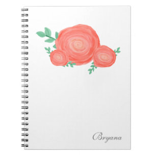 Cuaderno de diario de flores florales naranja pint