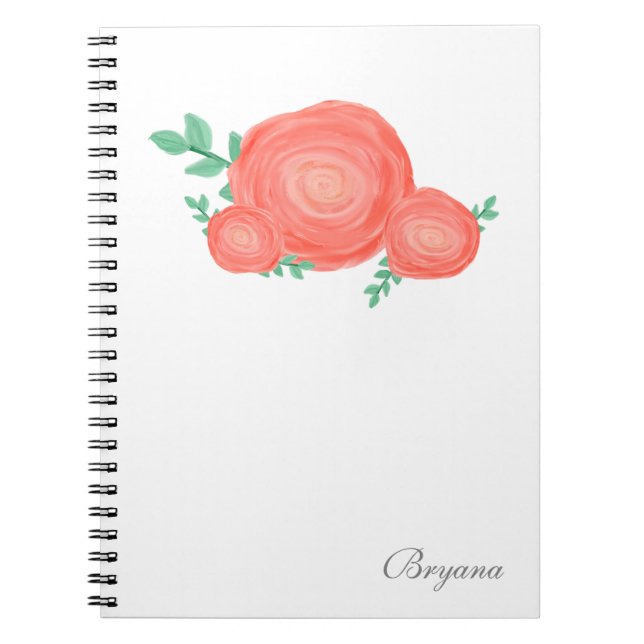 Cuaderno de diario de flores florales naranja pint (Frente)