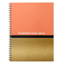 Cuaderno de diario de glamour moderno coral y dora