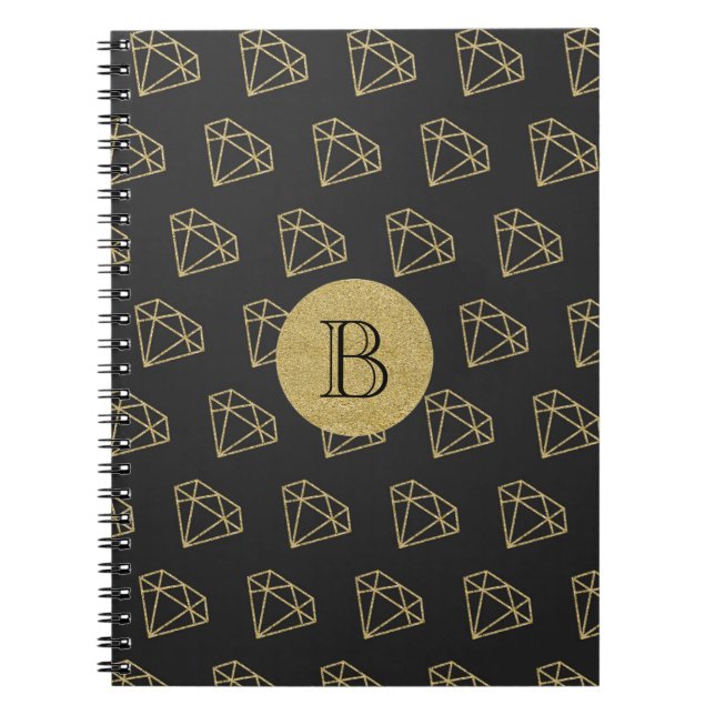 Cuaderno de diario de glamour moderno de diamantes (Frente)