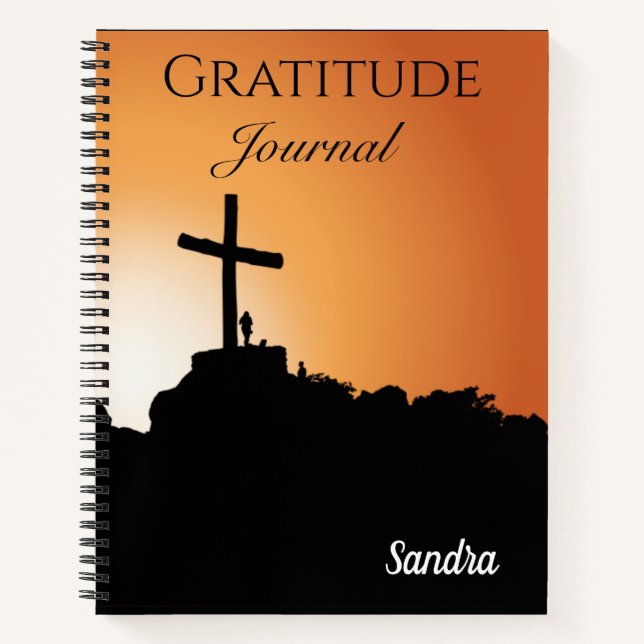 Cuaderno de diario de gratitud de cruz religiosa (Anverso)