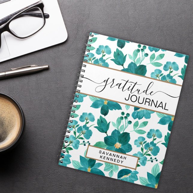 Cuaderno de diario de gratitud de flor azul (Subido por el creador)
