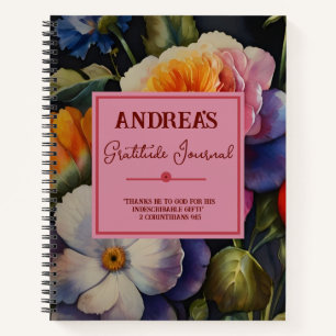 Cuaderno de diario de gratitud floral acuarela