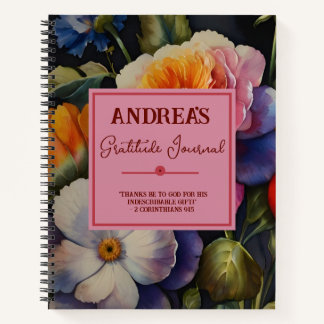 Cuaderno de diario de gratitud floral acuarela