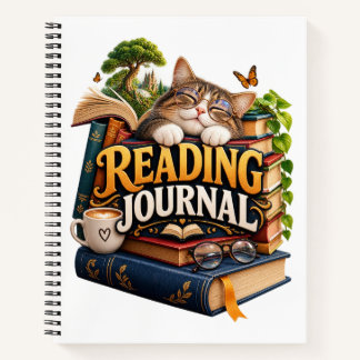 Cuaderno de diario de lectura de gato acogedor | L