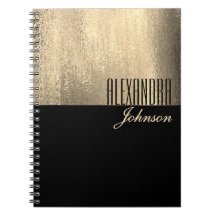 Cuaderno de Diario de Nombre Elegante Oro Negro